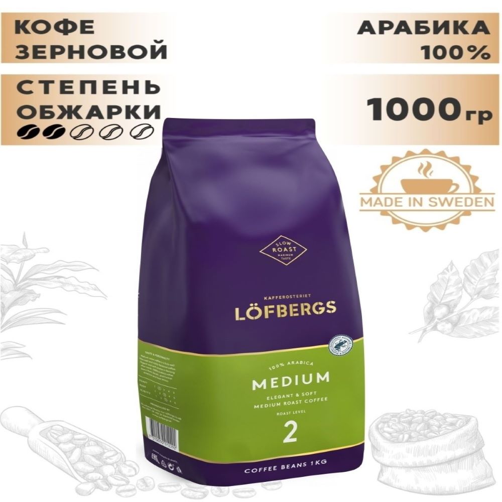 Кофе в зернах Lofbergs Medium Roast 1кг - фото 2