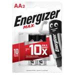 Батарейки ENERGIZER MAX АА/LR6 2 шт щелочные пальчиковые