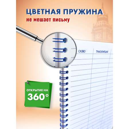 Тетрадь словарь ШКОЛЬНЫЙ МИР для записи английских слов с транскрипцией А5