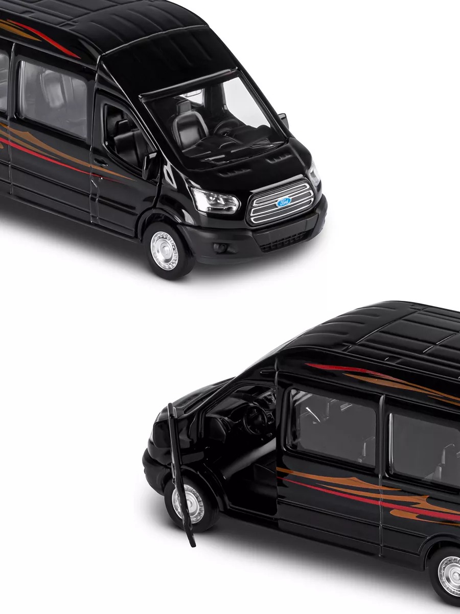 Автомобиль АВТОпанорама Ford Transit 1:52 черный JB1251272 - фото 8