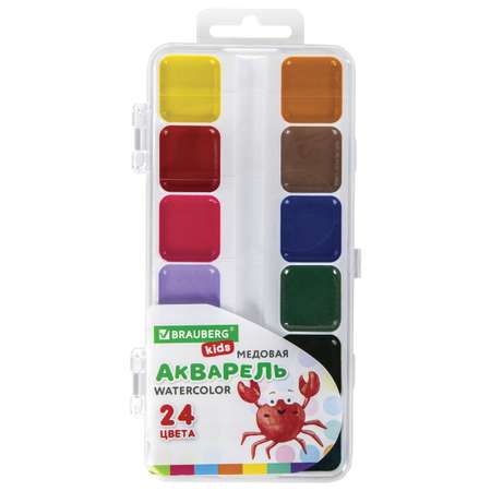 Краски акварельные Brauberg для рисования медовые 24 цвета