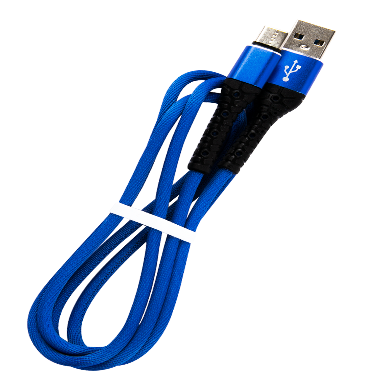 Дата-кабель mObility USB – Type-C 3А тканевая оплетка синий - фото 1