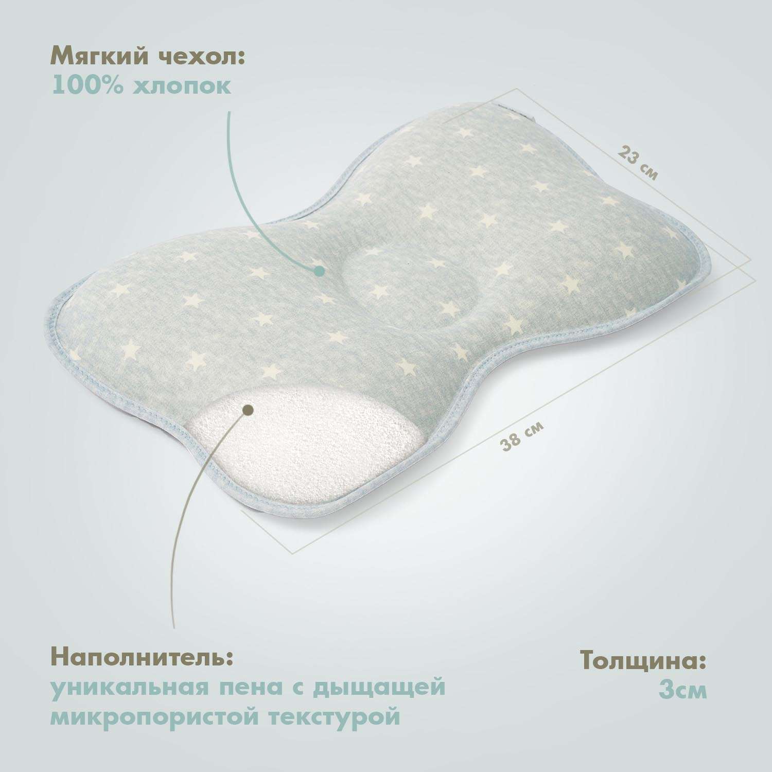 Подушка для новорожденного Nuovita Neonutti Fiaba Dipinto Серая - фото 6