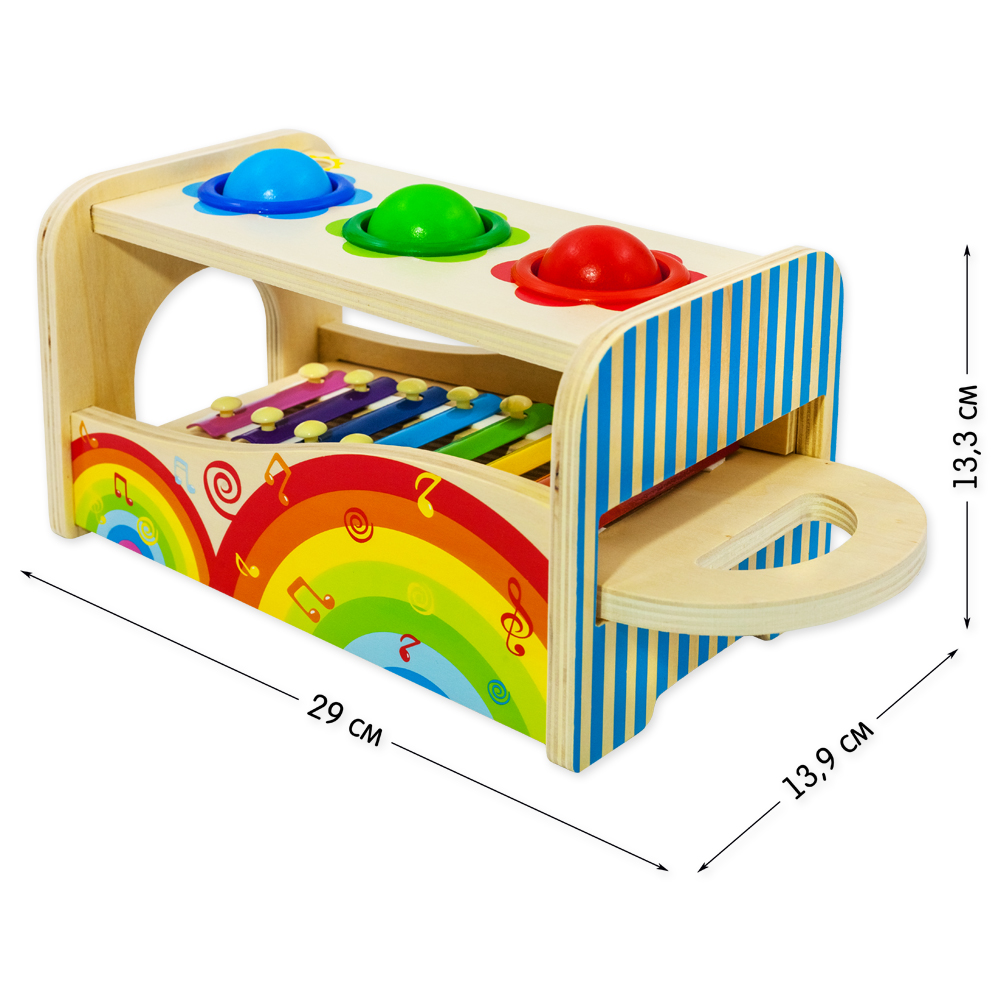 Сортер музыкальная игрушка MUWANZI Стучалка с молотком металлофон детский - фото 7