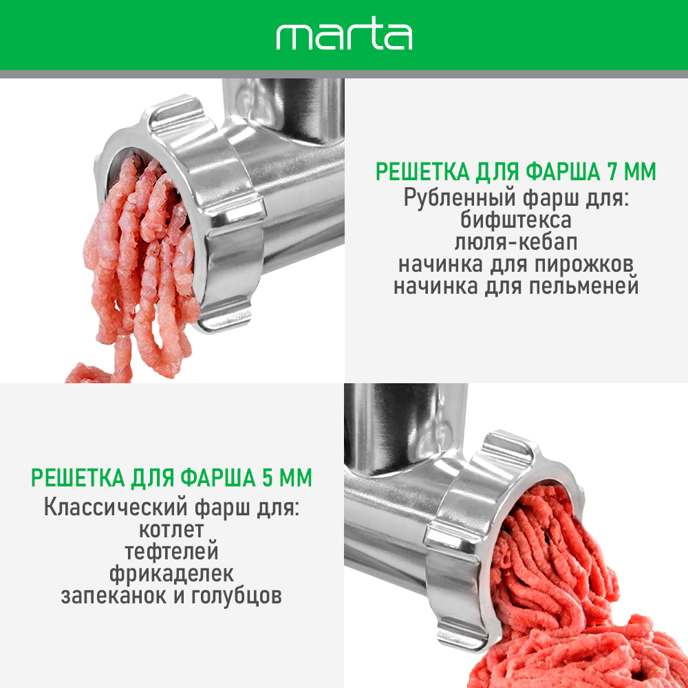 Мясорубка MARTA MT-MG2027B белый - фото 6