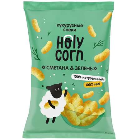 Снеки кукурузные Holy Corn сметана-зелень 50г