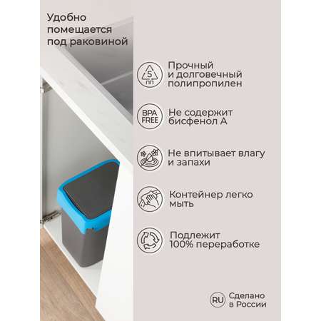 Контейнер Econova для мусора Smart Bin 10л синий