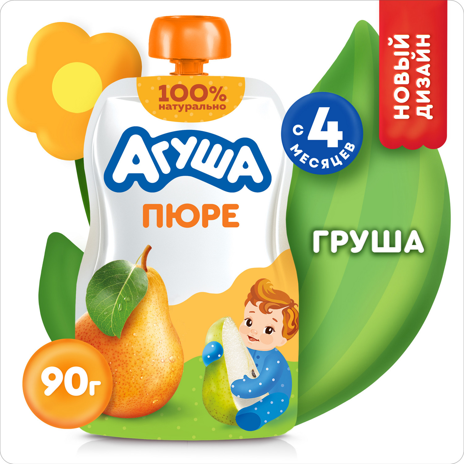 Пюре фруктовое АГУША Я САМ груша, 90г