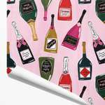 Бумага упаковочная Красота в Деталях Шампанское на розовом фоне