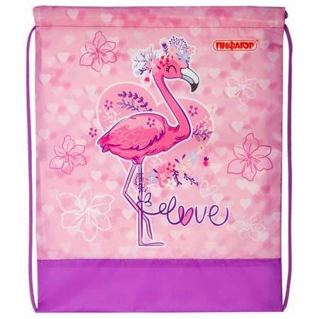 Мешок для обуви Пифагор 1 отделение 42х34 см Cute Flamingo