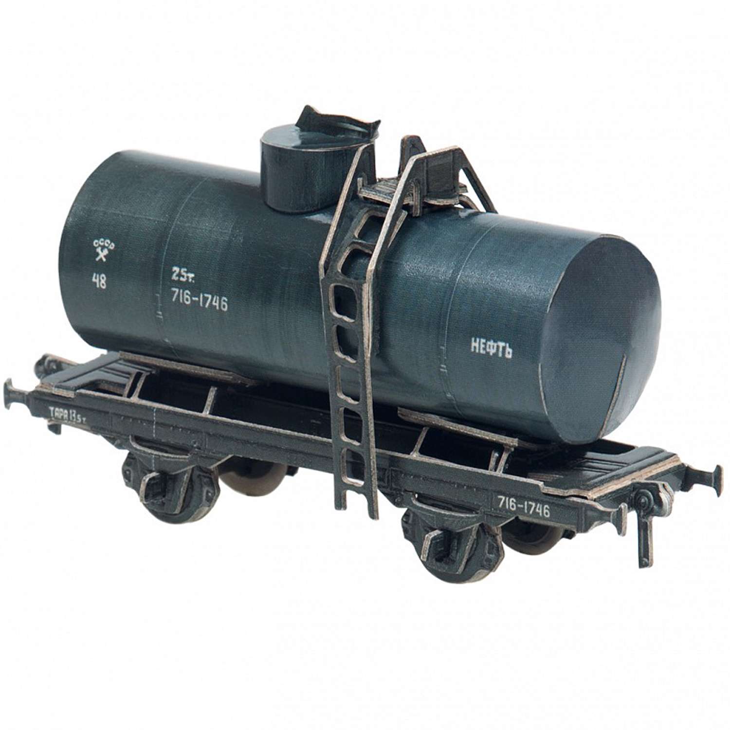 Сборная модель Умная бумага Железная дорога 1/87 Двухосная цистерна 25 м3 черная 386-2 386-2 - фото 2