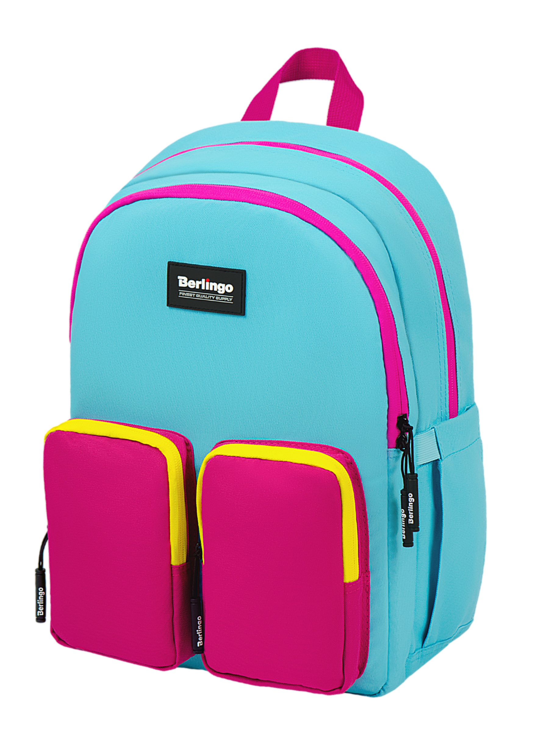 Рюкзак BERLINGO Молодёжный школьный серии Color blocks Blue fuxia - фото 1