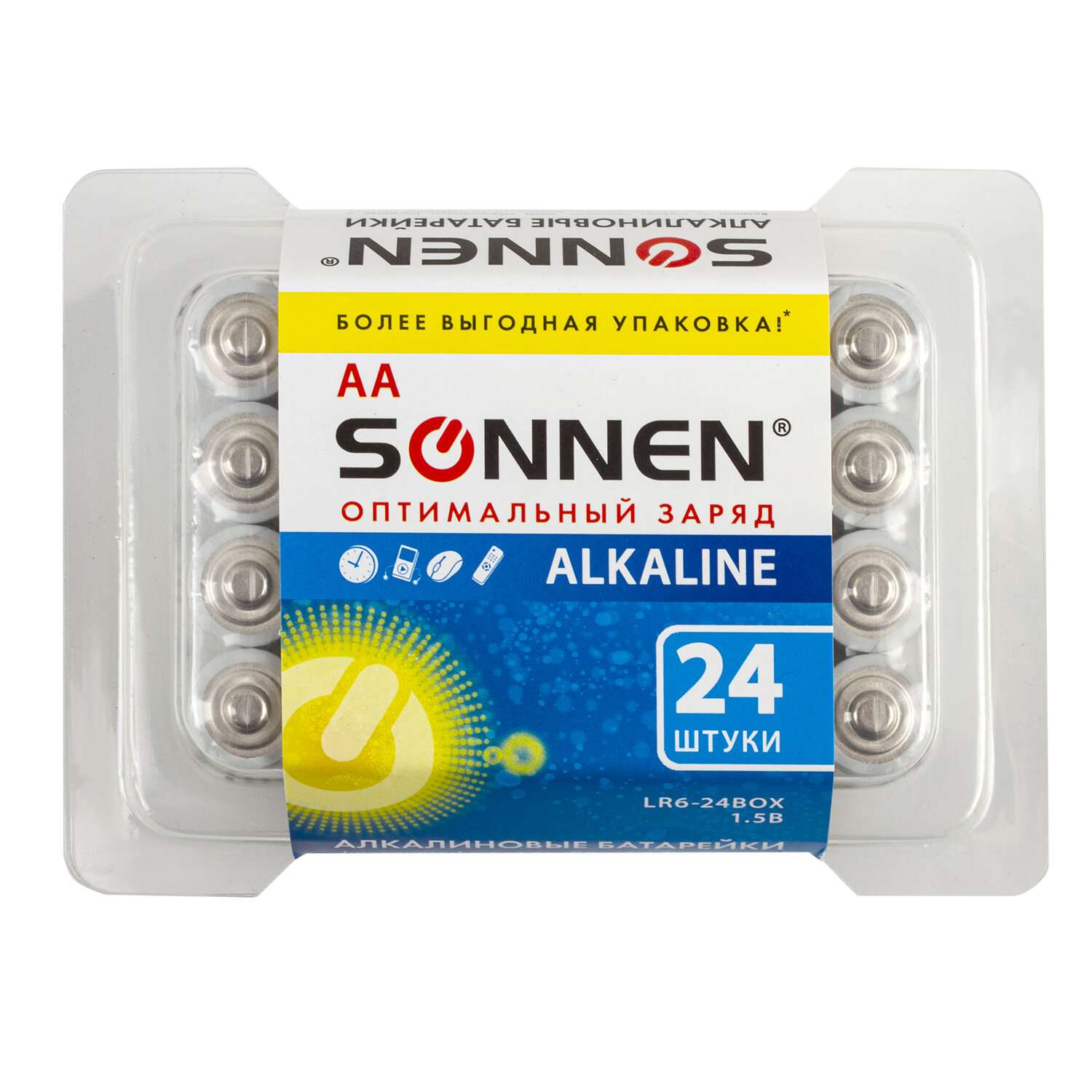 Батарейки Sonnen пальчиковые АА алкалиновые 24 штуки для пульта часов весов фонарика - фото 5