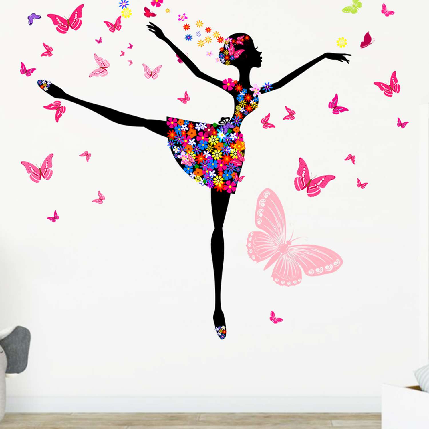 Наклейка интерьерная Woozzee Балерина с бабочками - фото 4