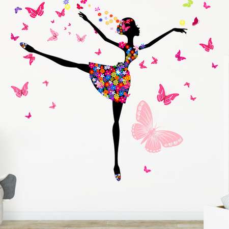 Наклейка интерьерная Woozzee Балерина с бабочками