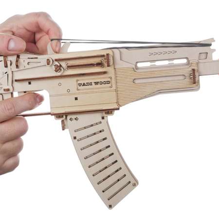 Сборная модель деревянная TADIWOOD резинкострел АКС-74У 35 см. 90 деталей