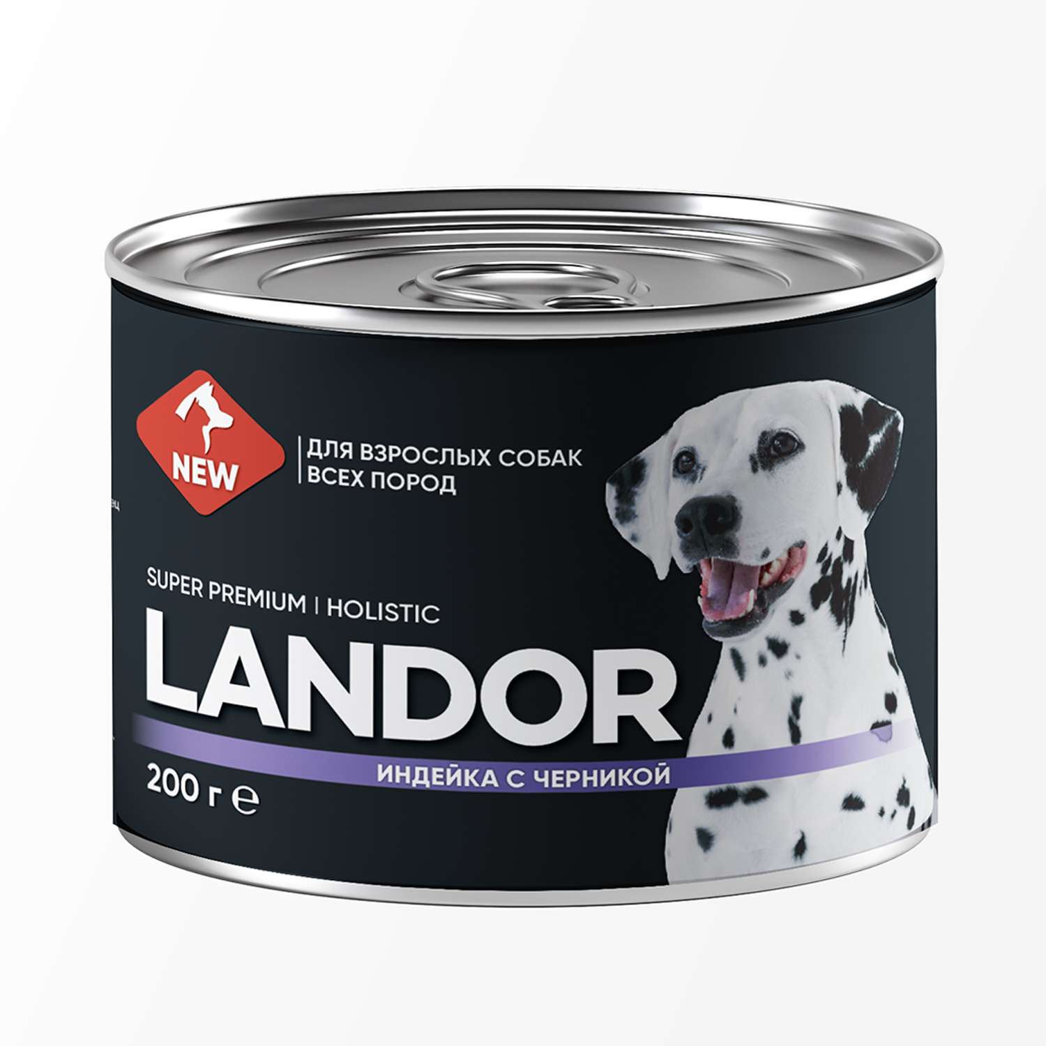 Корм для собак Landor 0.2кг всех пород индейка с черникой ж/б - фото 1