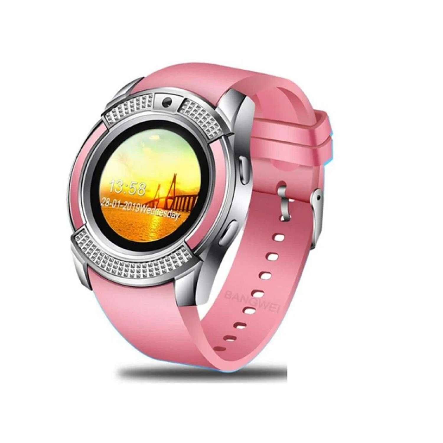 Смарт-часы наручные розовые CASTLELADY с камерой Smart Watch DZ 09 умные - фото 2