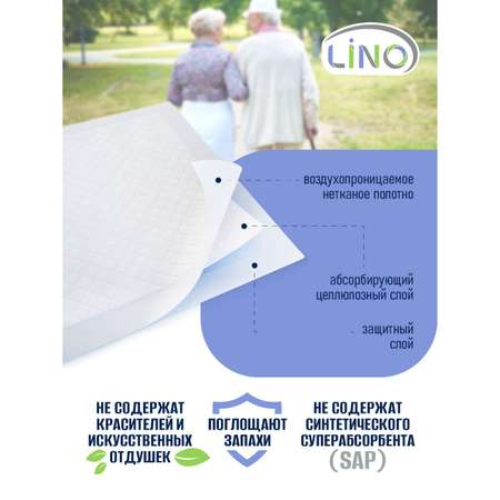 Пеленки LINO питывающие 60х90 42г п/э мягкие 25шт