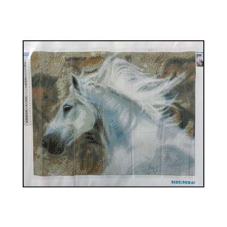 Алмазная мозаика Seichi Белая лошадь 40х50 см