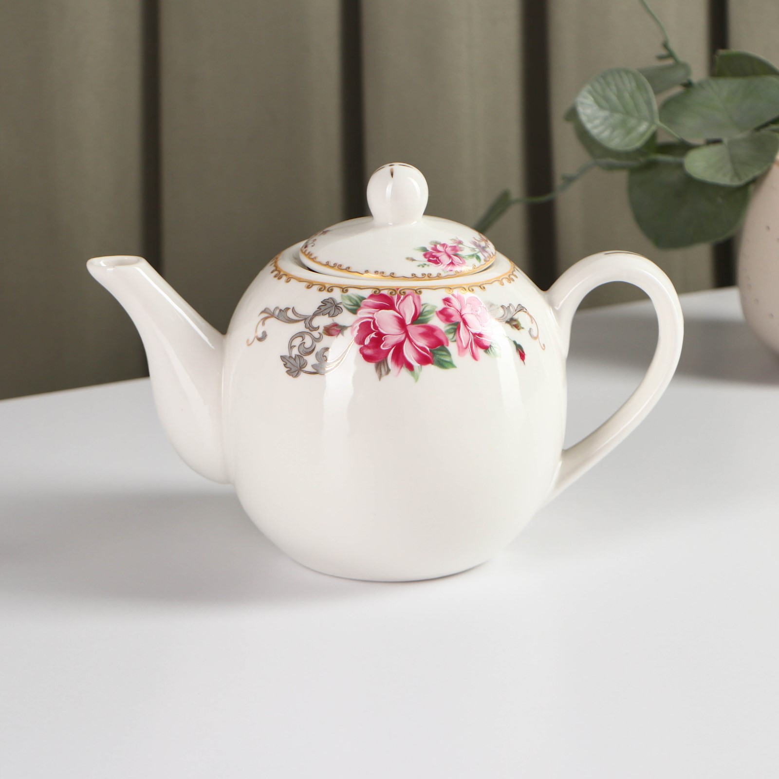 Заварочный чайник Доляна фарфоровый «Аделин» 800 мл цвет белый - фото 1