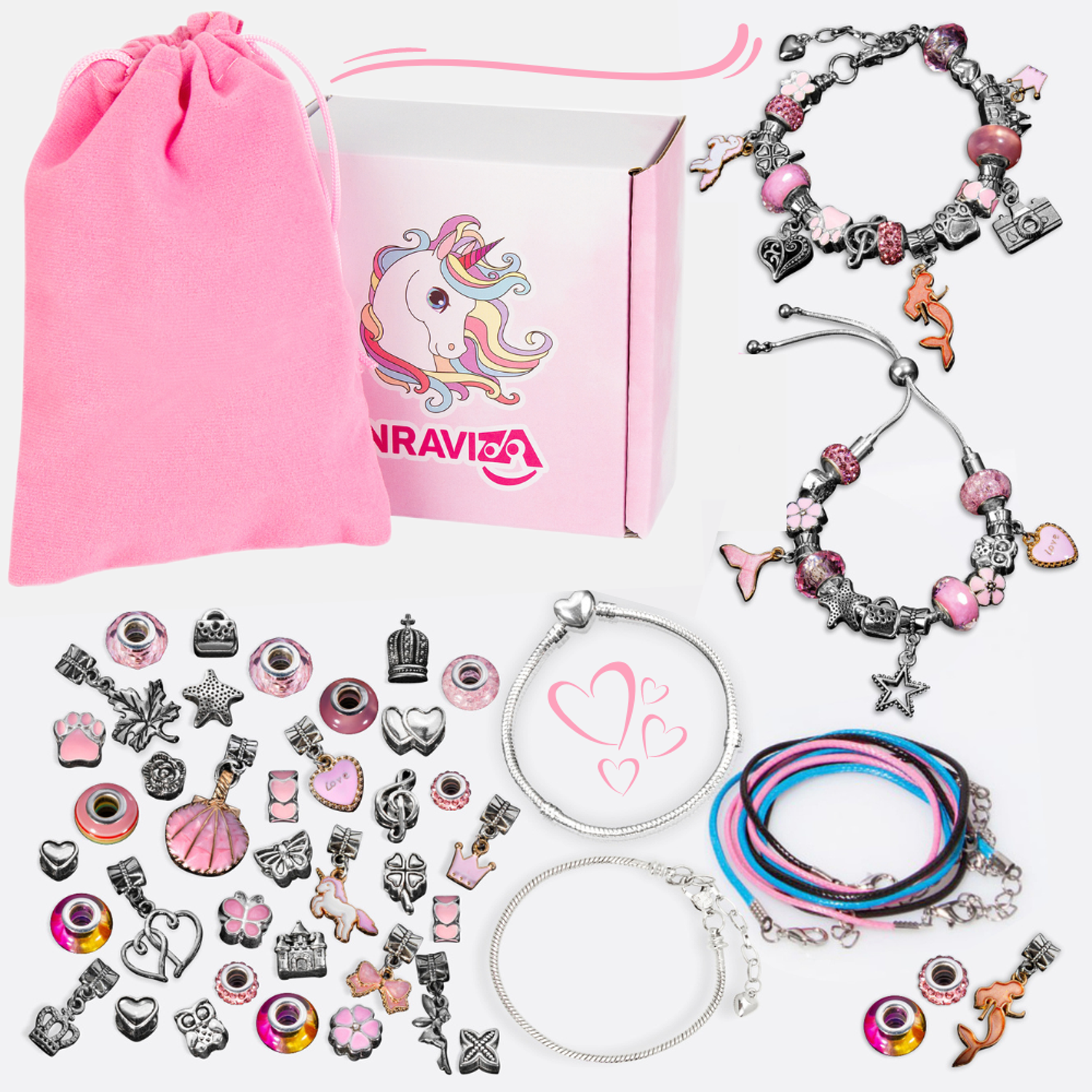 Набор для создания украшений NRAVIZA Детям розовый для браслетов - фото 1