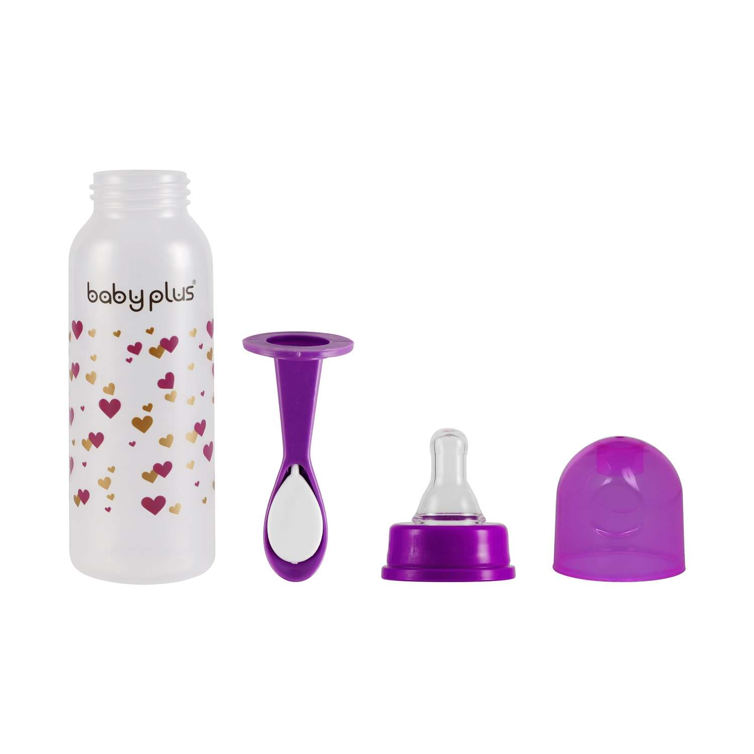 Бутылочка для кормления Baby Plus с ложкой и соской BP5114-B-2 250 мл фиолетовая - фото 3
