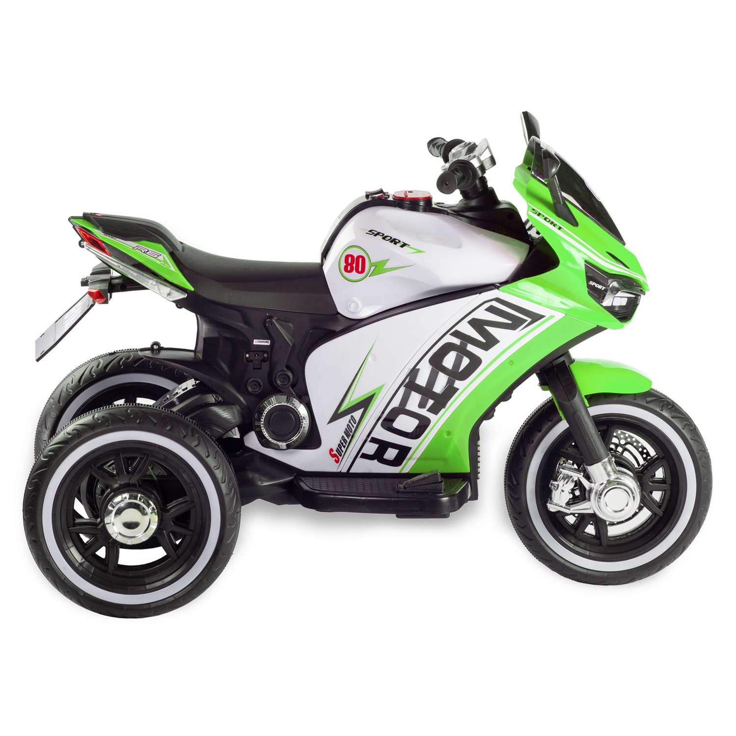 Мотоцикл BABY STYLE на аккумуляторе зеленый со светом - фото 2