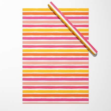 Бумага упаковочная Красота в Деталях Широкие розово-желтые полосы