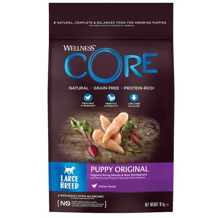 Корм для щенков Wellness CORE крупных курица 10кг