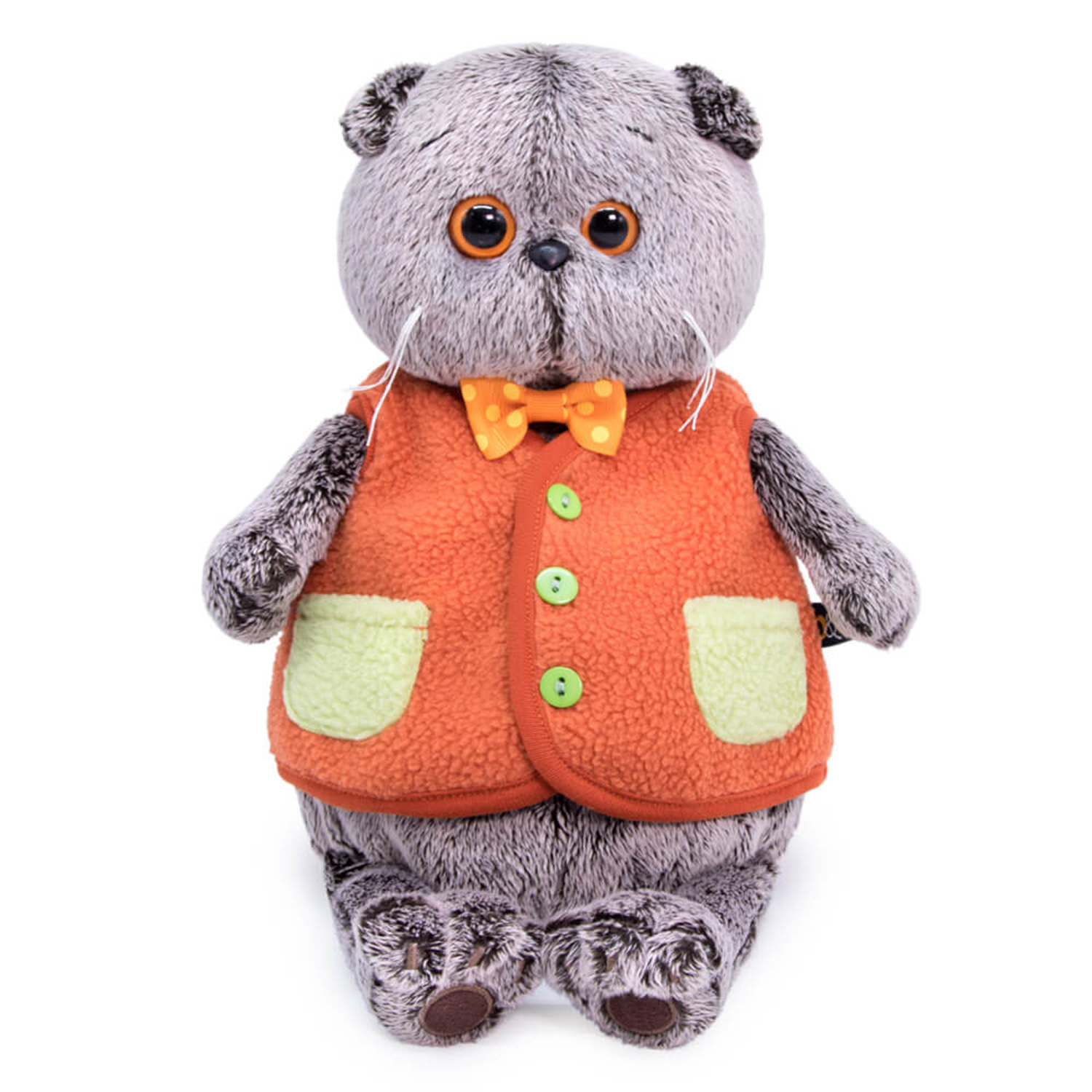 Мягкая игрушка BUDI BASA Кот Басик в меховом жилете 22 см BB06312 - фото 1