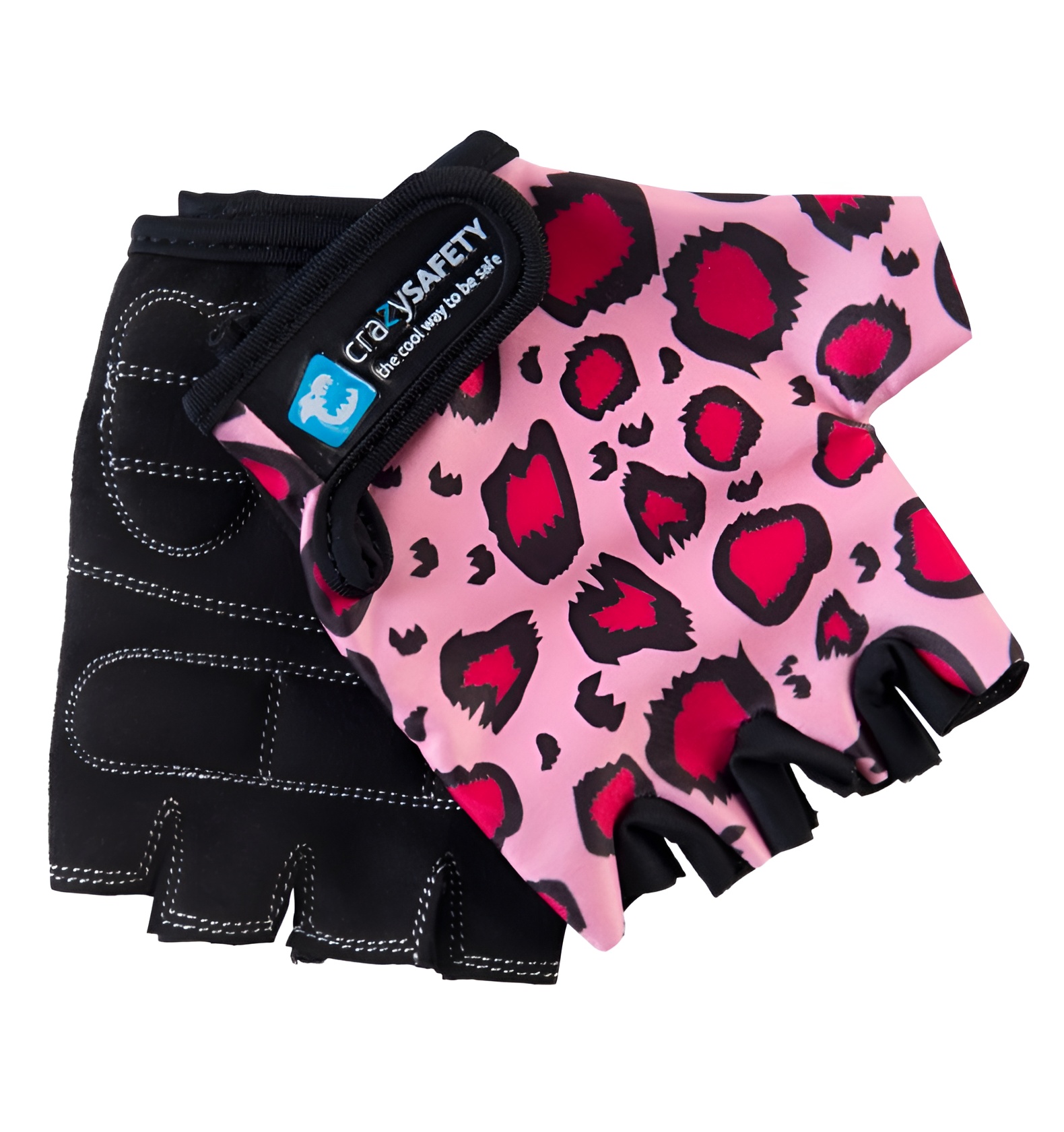 Велоперчатки детские защитные Crazy Safety Pink Leopard - фото 1