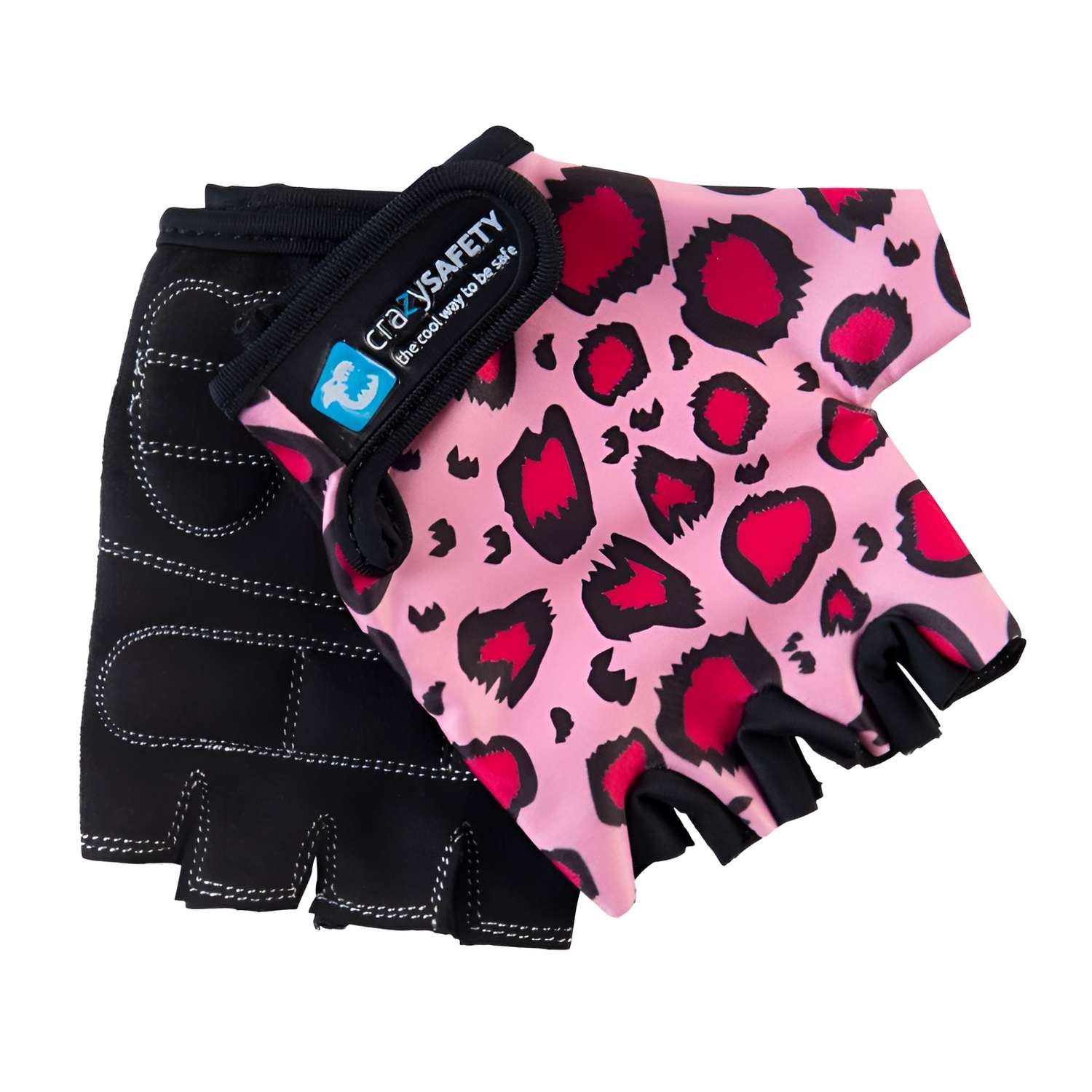 Велоперчатки детские защитные Crazy Safety Pink Leopard - фото 1