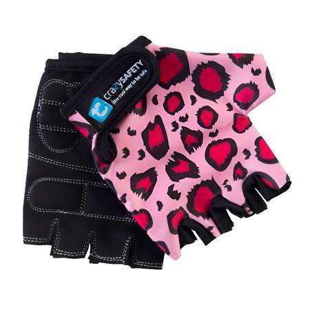 Велоперчатки детские защитные Crazy Safety Pink Leopard