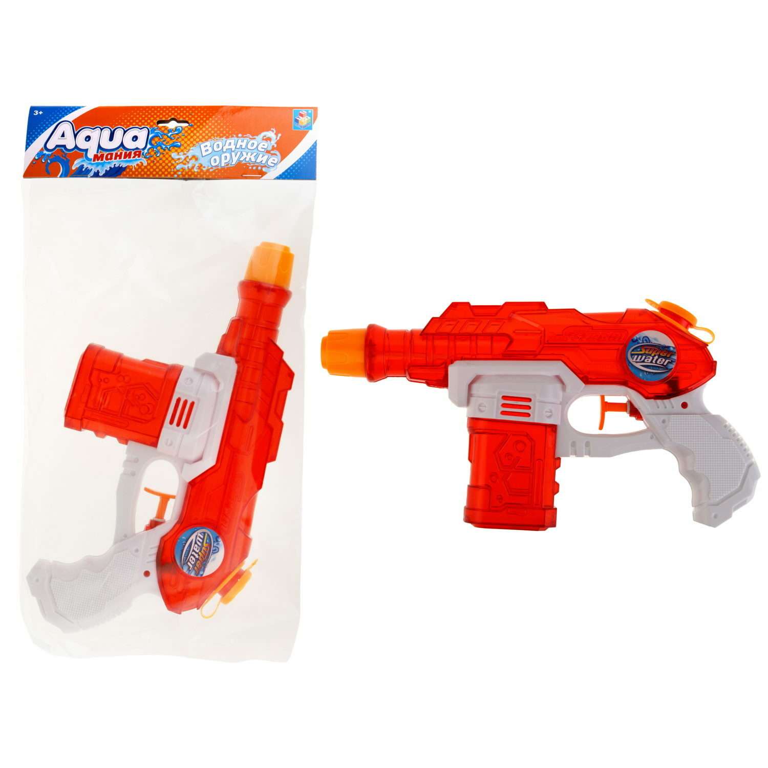 Водяной пистолет Аквамания 1TOY детское игрушечное оружие для мальчиков и девочек игрушки для улицы и ванны красный - фото 2