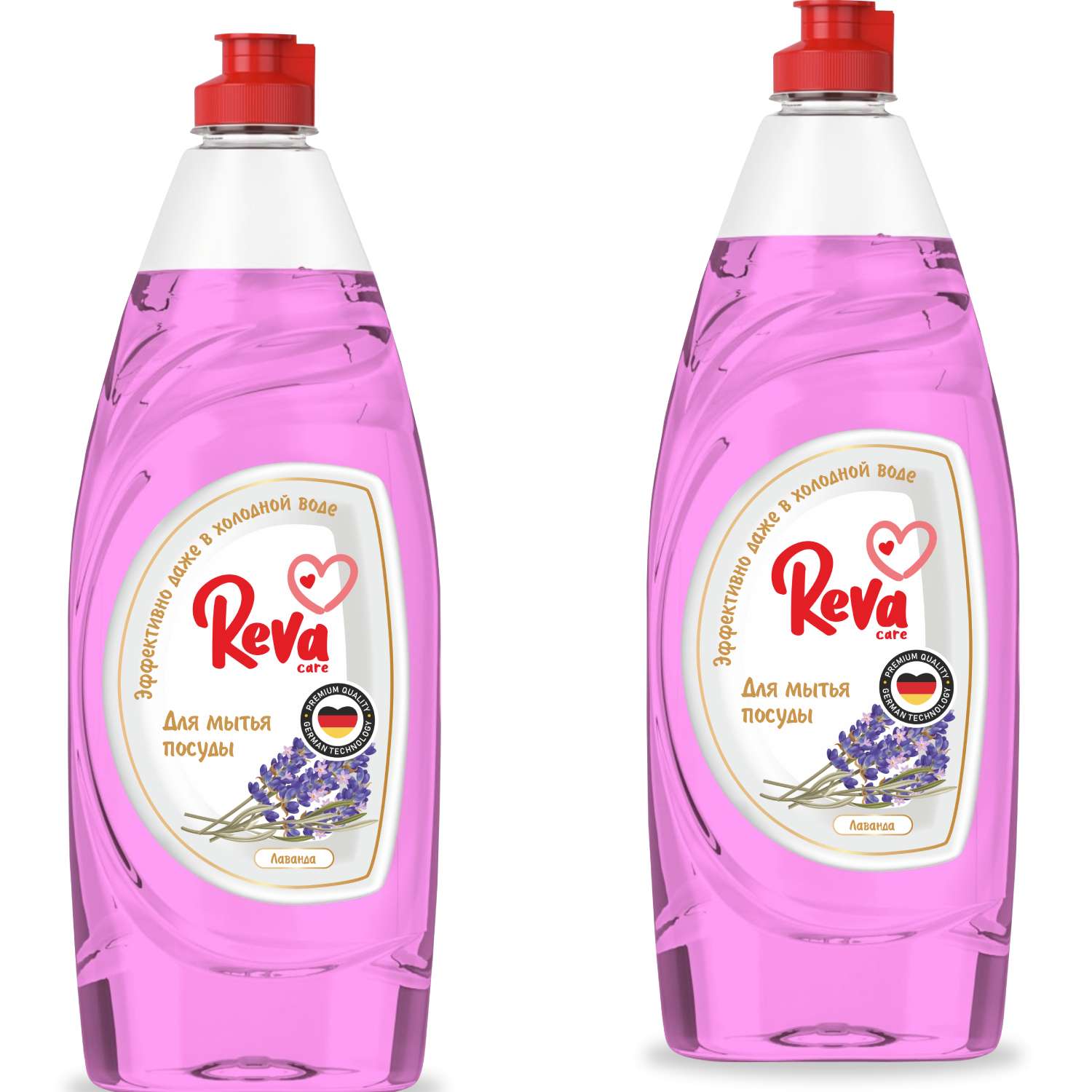 Средство для мытья посуды Reva Care эко гель 5 л с ароматом Лаванды 2 упаковки по 650 мл - фото 1