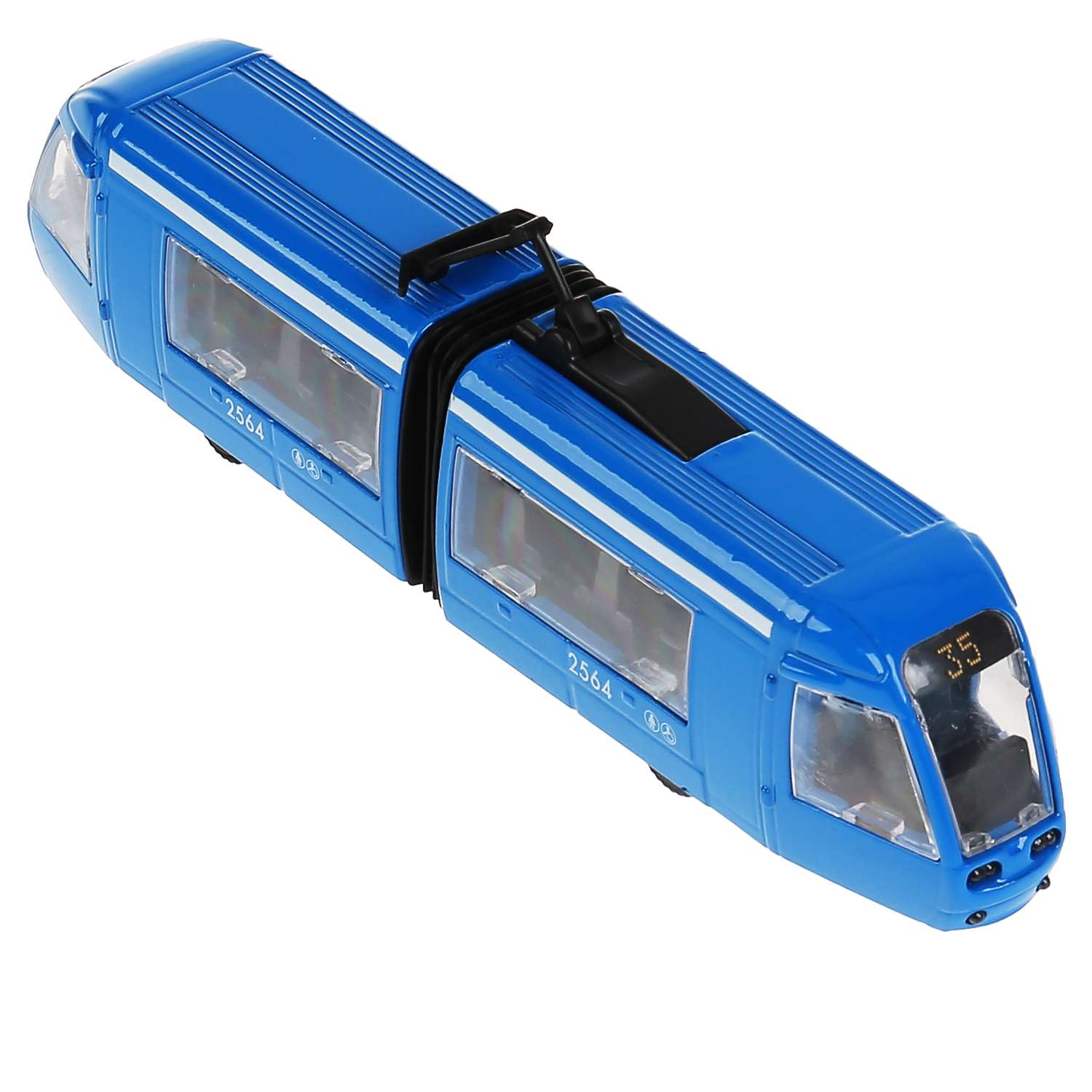 Металлическая модель ТЕХНОПАРК Трамвай новый с гармошкой 19 см открываются двери инерция 298491 - фото 2