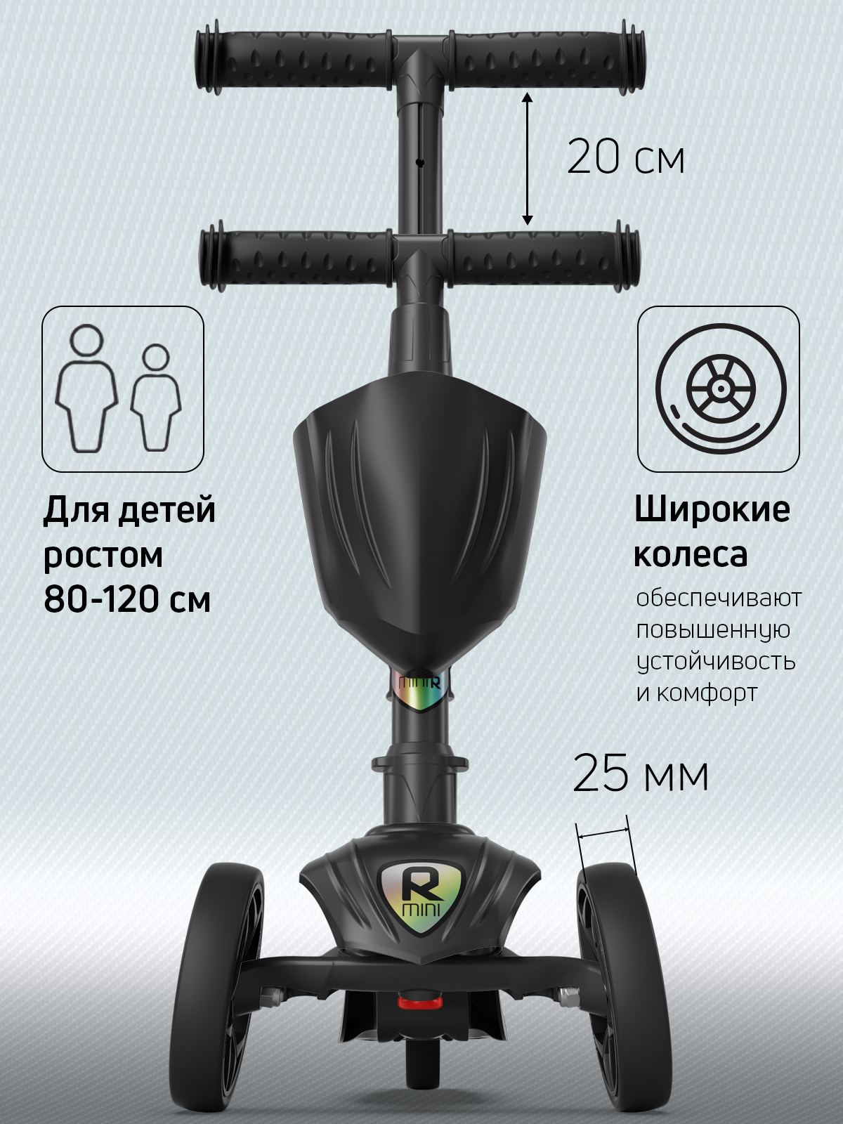 Самокат трехколесный Alfa Mini Buggy Boom с корзинкой и подстаканником  черный купить по цене 2593 ₽ в интернет-магазине Детский мир