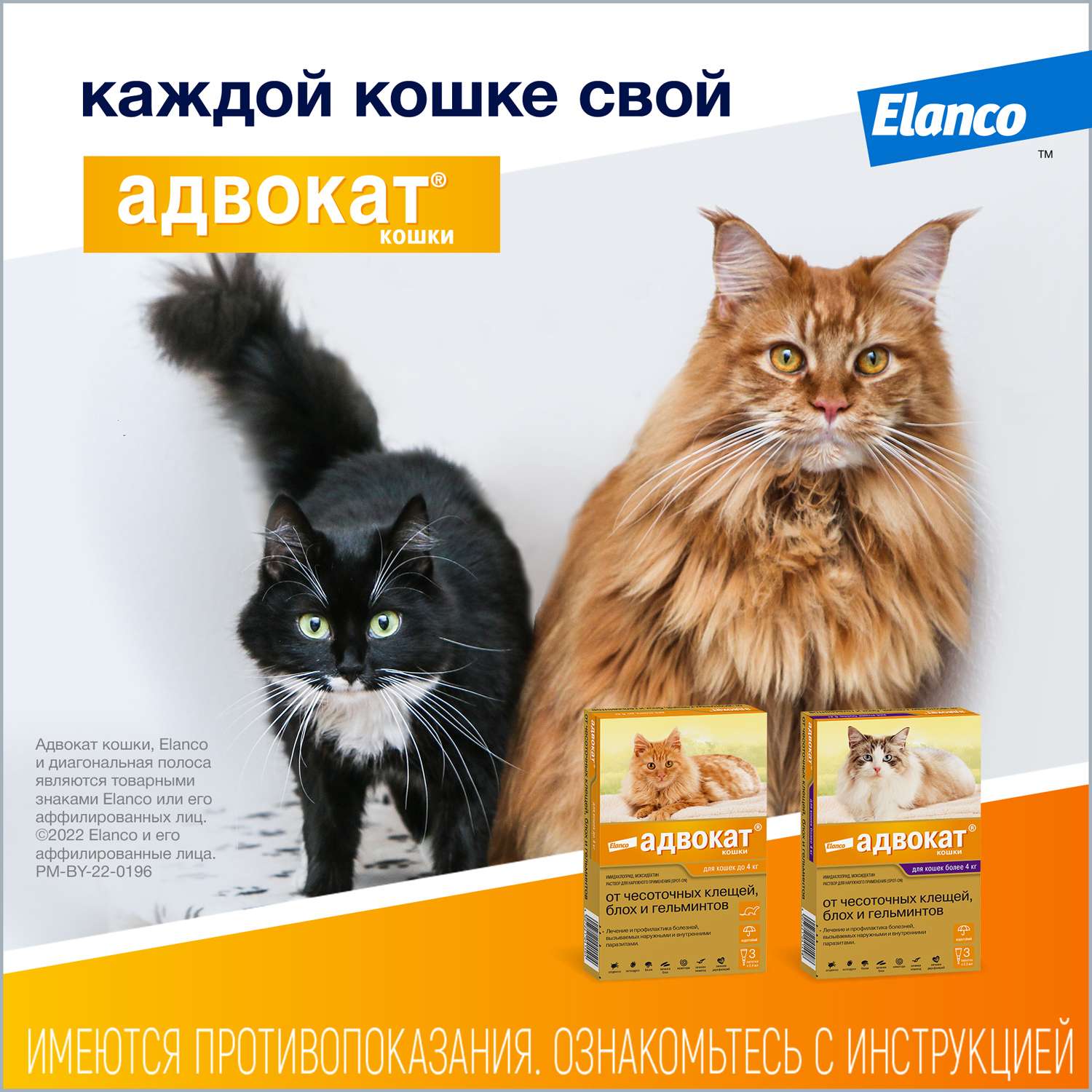 Капли для кошек Elanco Адвокат от 4 до 8кг антипаразитарные 1пипетка купить  по цене 690 ₽ с доставкой в Москве и России, отзывы, фото