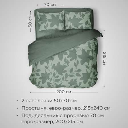 Комплект постельного белья SONNO URBAN FLOWERS евро-размер цвет Цветы тёмно-оливковый