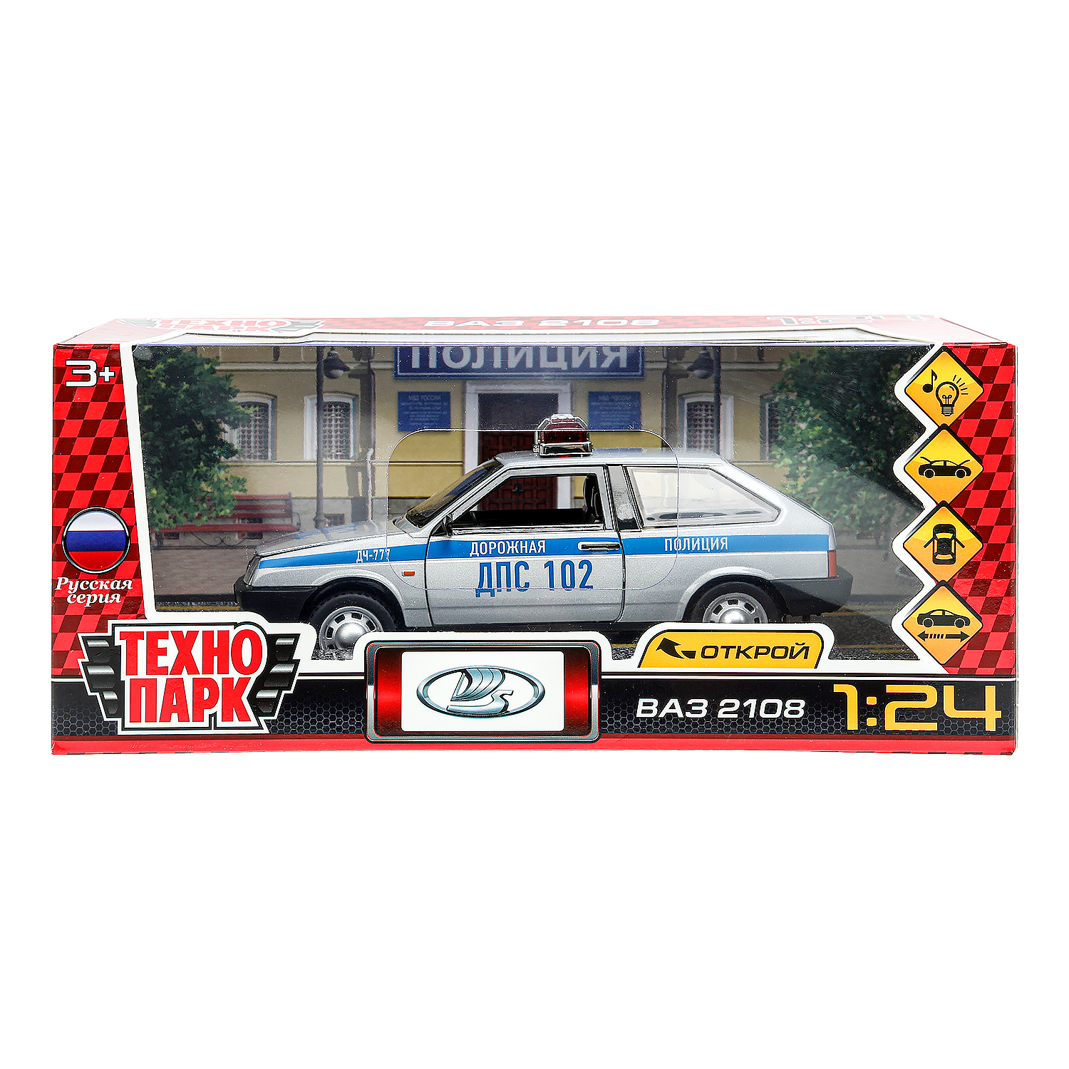 Полицейская машина Технопарк LADA 1:24 белый 385724 - фото 2