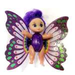 Мини кукла подвижная EstaBella Фея с машущими крылышками 7.5 см фиолетовая