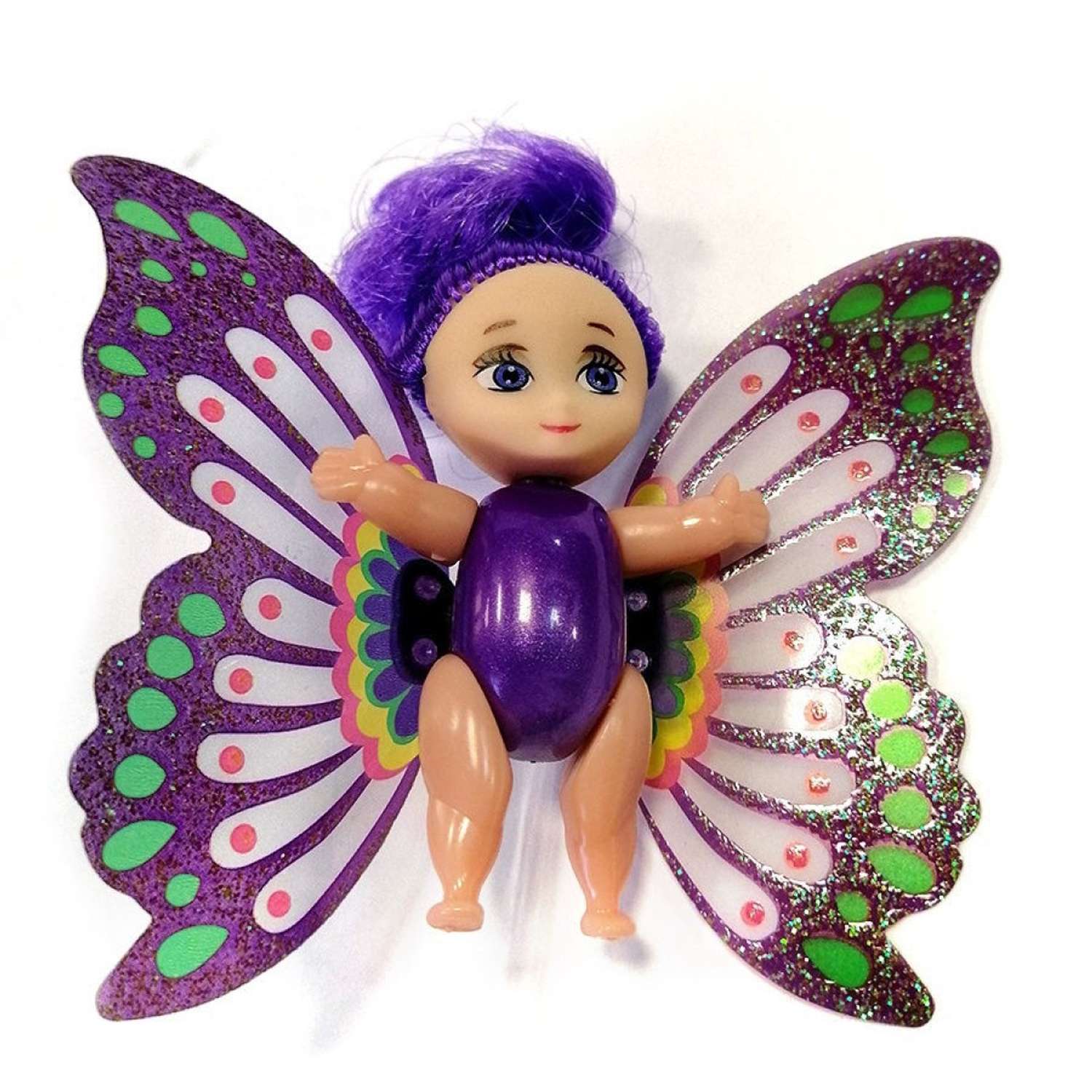 Мини кукла подвижная EstaBella Фея с машущими крылышками 7.5 см фиолетовая 89293 - фото 1