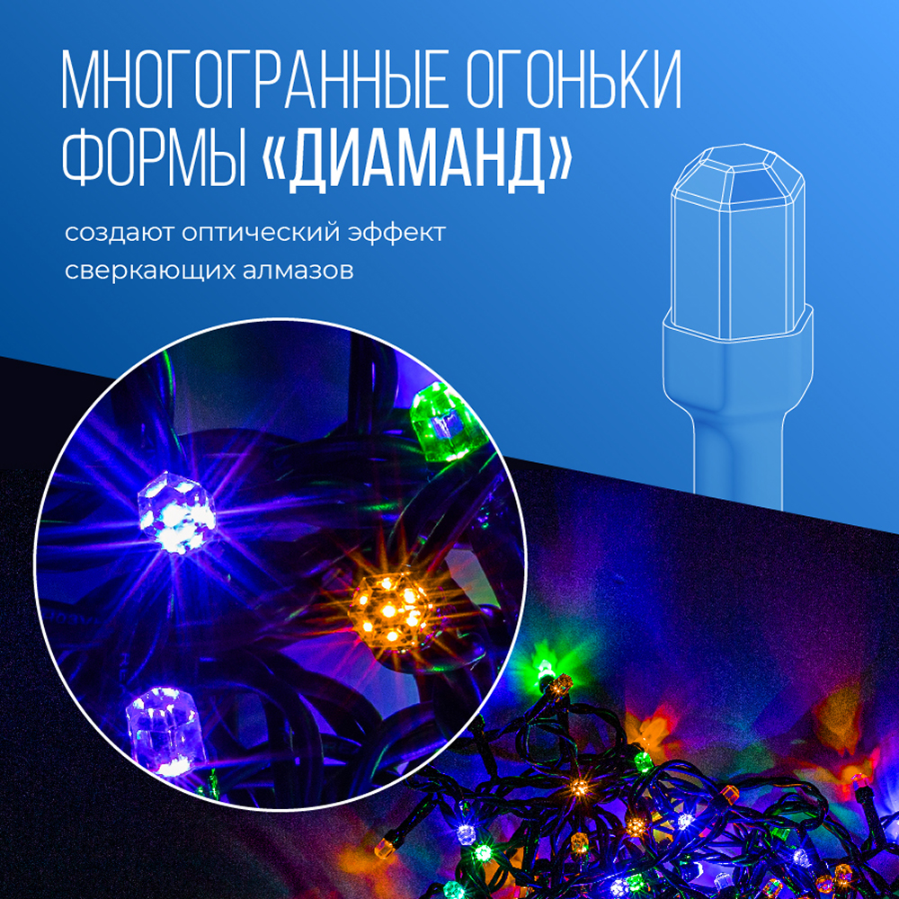 Гирлянда светодиодная КОСМОС koc gir 300 rgb - фото 6