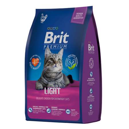 Корм для кошек Brit Premium Cat Light с избыточным весом с курицей 0.8 кг