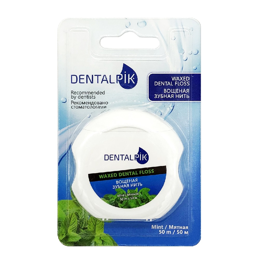 Зубная нить Dentalpik мятная Floss Mint Waxed вощеная 50 м - фото 2