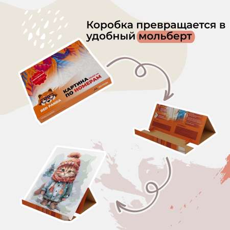 Картина по номерам 30*40 Red Panda Котик в шапочке