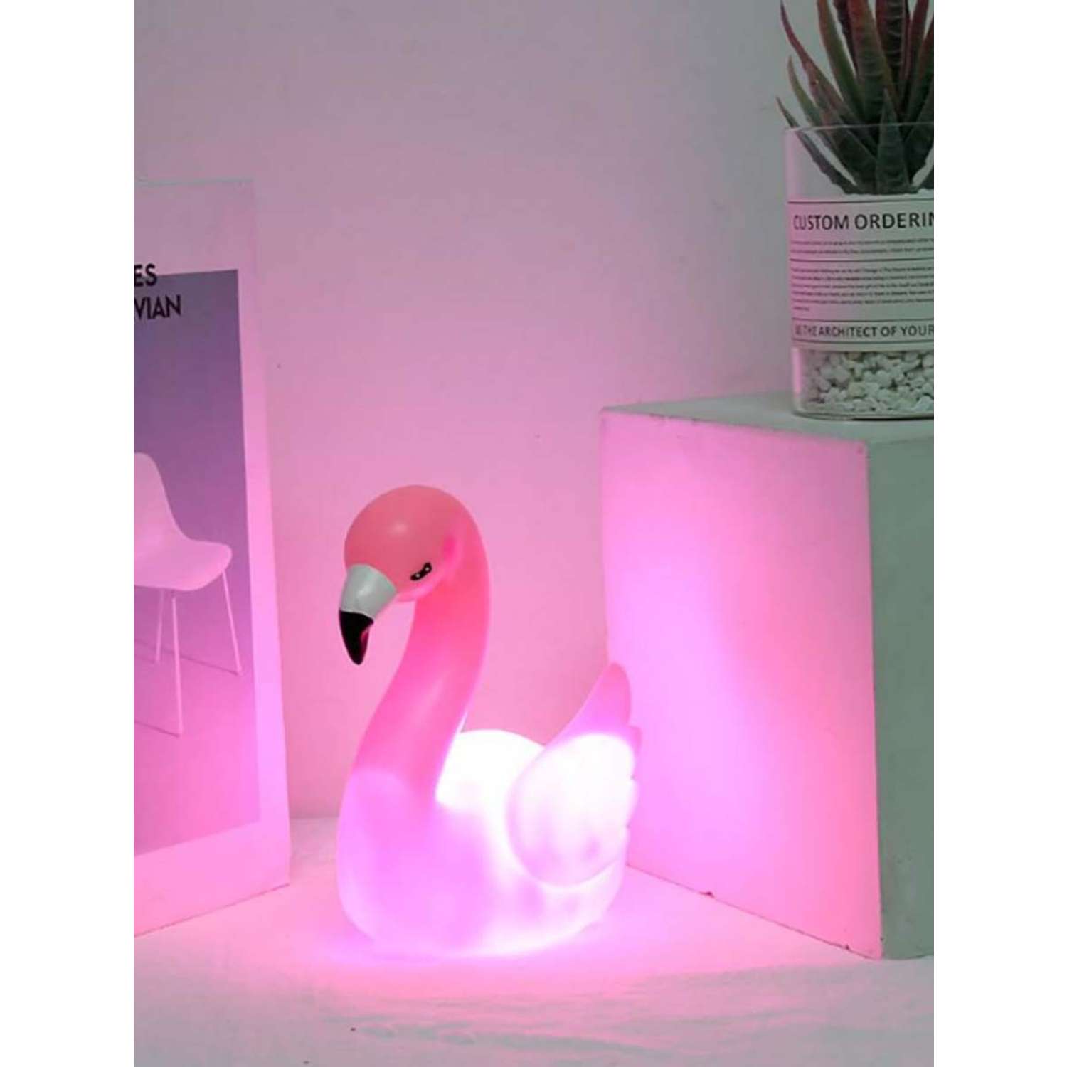 Лампа настольная светодиодная LATS ночник детский фламинго - фото 5
