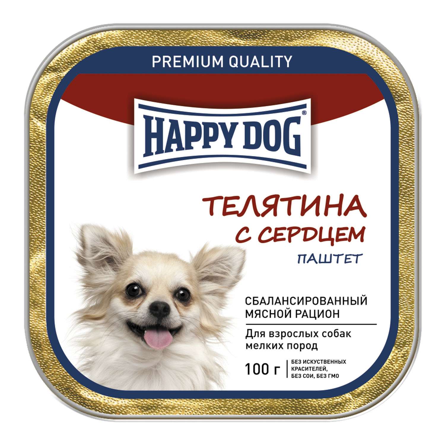 Корм для собак Happy Dog мелких пород телятина-сердце паштет 100г - фото 1