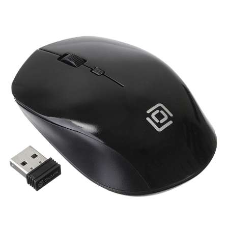 Мышь OKLICK 565MW glossy черный оптическая (1600dpi) беспроводная USB (3but)